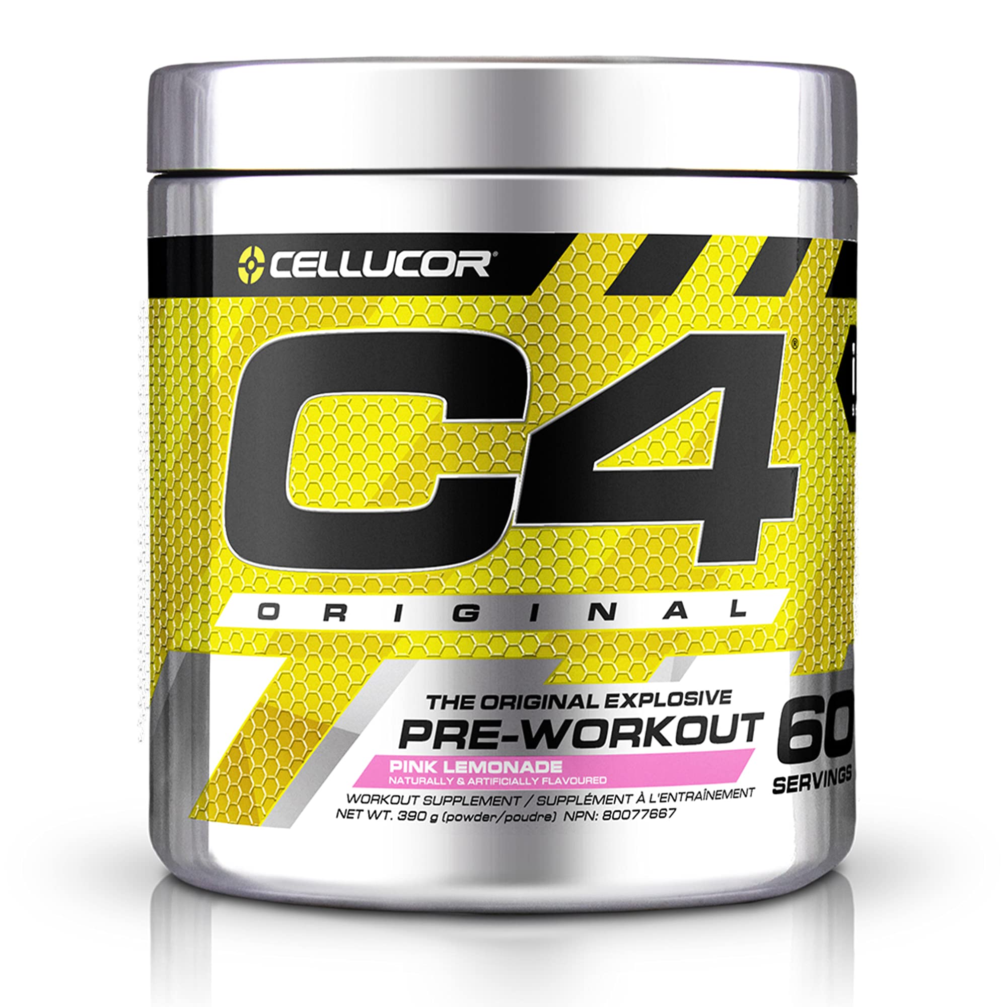 Cellucor C4 Original 60 Serv sports nutrition can, featuring a sleek design, known for boosting energy and focus, ideal for fitness enthusiasts and athletes.