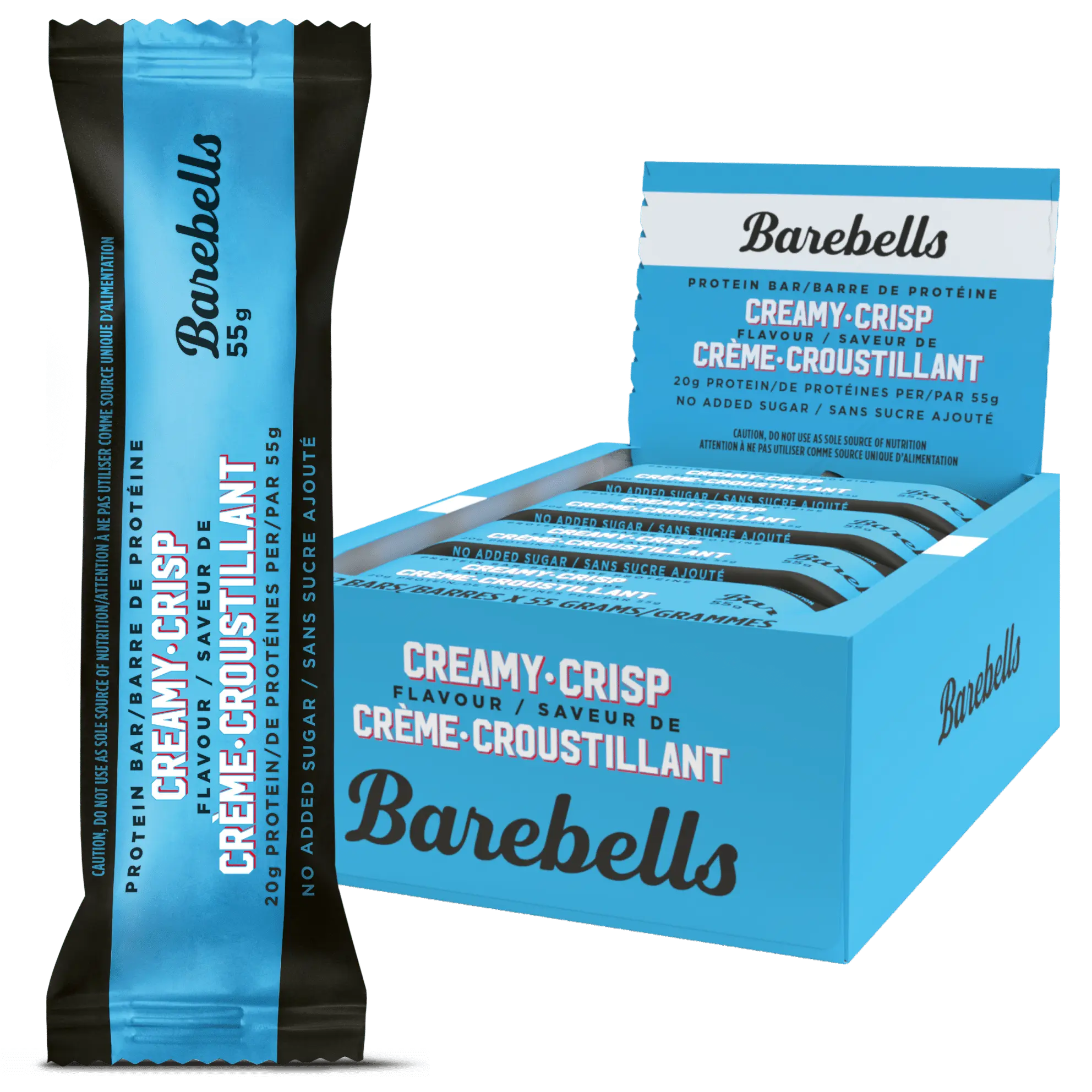 Barebells Protein Bar Box of 12, featuring protein-packed bars in labeled packaging, ideal for fitness enthusiasts seeking a nutritious, convenient snack option.
