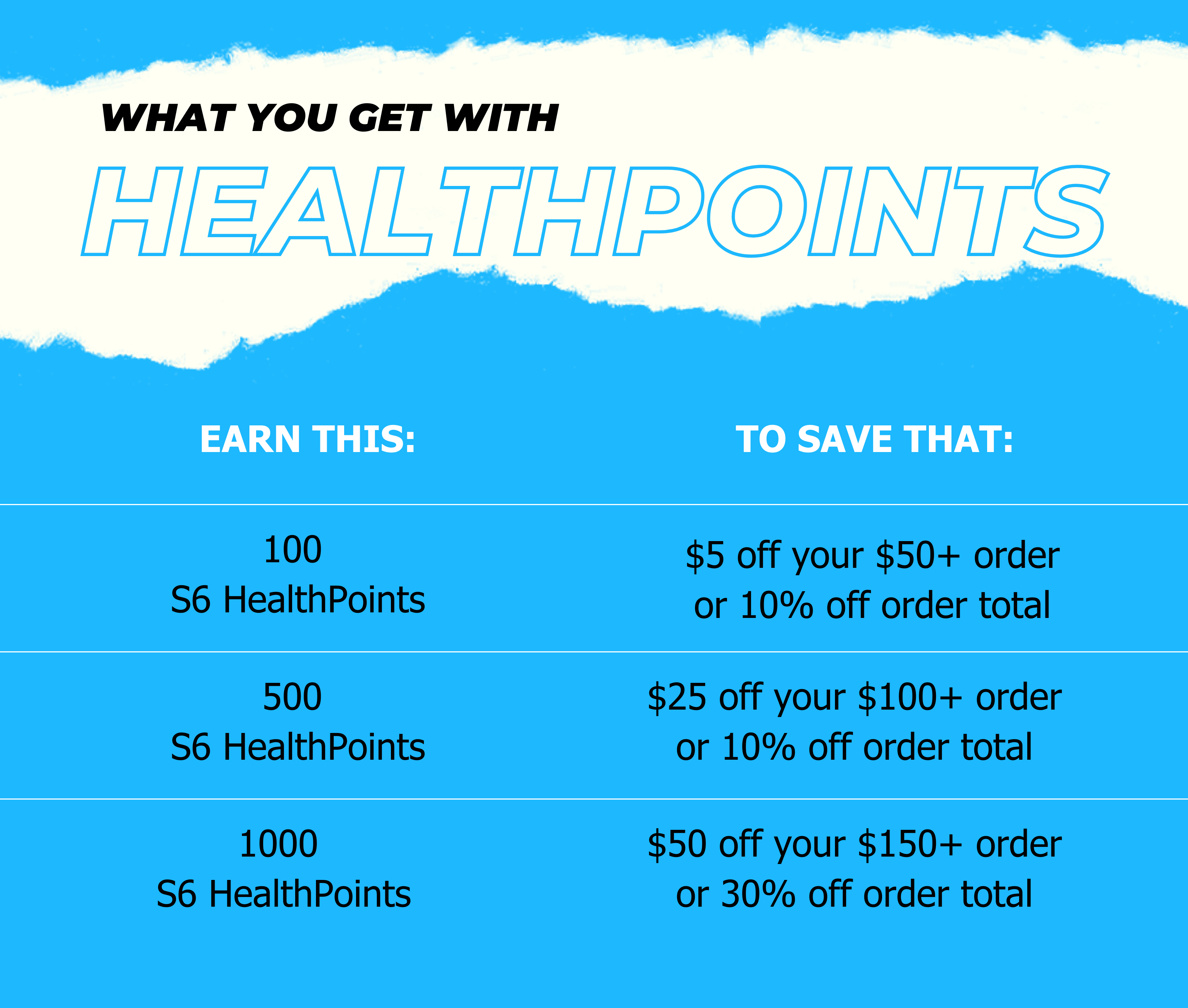 Sector 6 Supplements rewards program earn points and save.