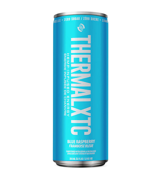 Nutrabolics Thermal XTC RTD hemp-infused energy drink can, featuring zero sugar, stevia-sweetened formulation with natural caffeine and nootropics.
