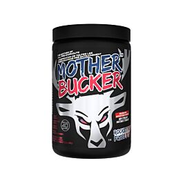 Mother Bucker Pre-Workout 40 serv supplement tub featuring a white bull’s head graphic, designed for advanced athletes seeking enhanced energy and performance.