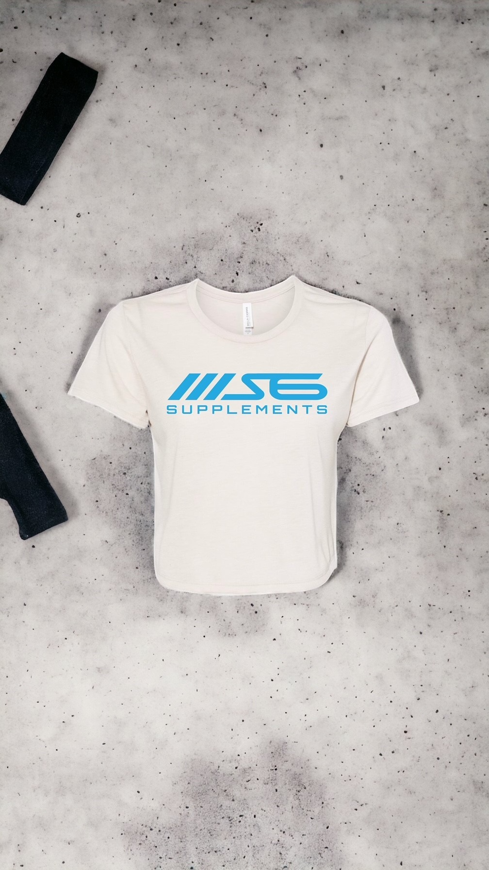 Sector 6 Crop Ladies Tee featuring blue text, ideal for fitness enthusiasts seeking comfortable, stylish activewear.