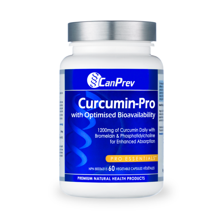 CanPrev Curcumin-Pro bottle with blue label, a turmeric-derived supplement aimed at reducing joint inflammation and enhancing antioxidant capabilities, available at Sector 6 Supplements.