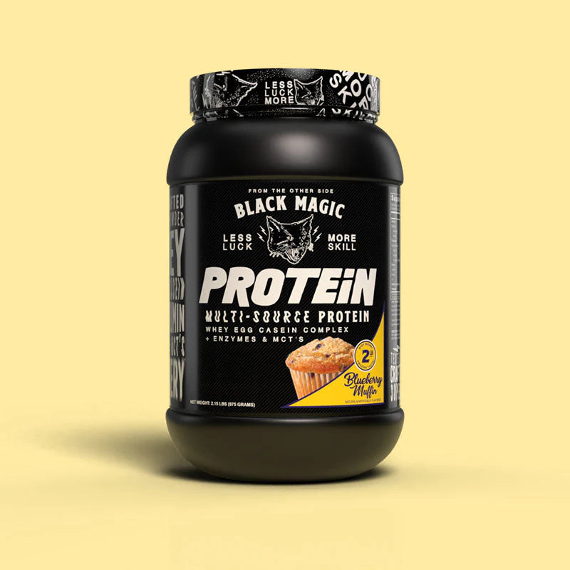 Black Magic Multi Source Protein in a black container with white text, ideal for fitness enthusiasts seeking high-quality, science-backed supplements from Sector 6 Supplements.
