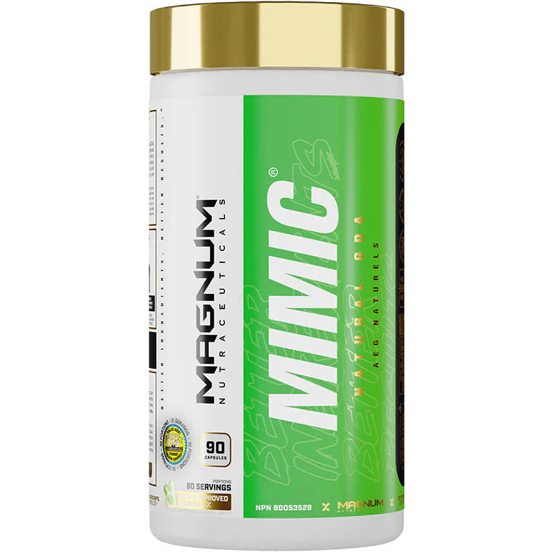 Magnum Mimic container, a supplement enhancing insulin sensitivity and muscle growth, ideal for fitness enthusiasts seeking optimized carbohydrate and nutrient absorption.