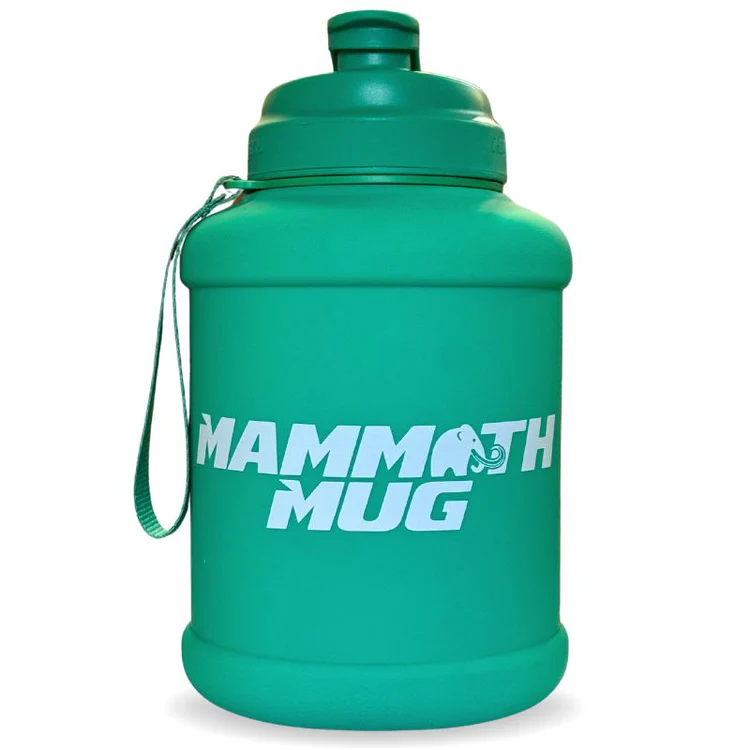 Mammoth Mug 2.5L with a redesigned lid features a wide mouth, engraved scale, and easy-carry handle, perfect for tracking water intake during workouts.