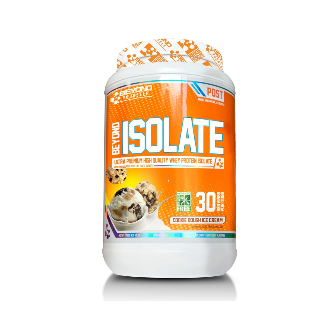Beyond Yourself Isolate 2lb container with an orange label, featuring Candy Shoppe Series branding, known for premium whey protein and nostalgic candy flavors.