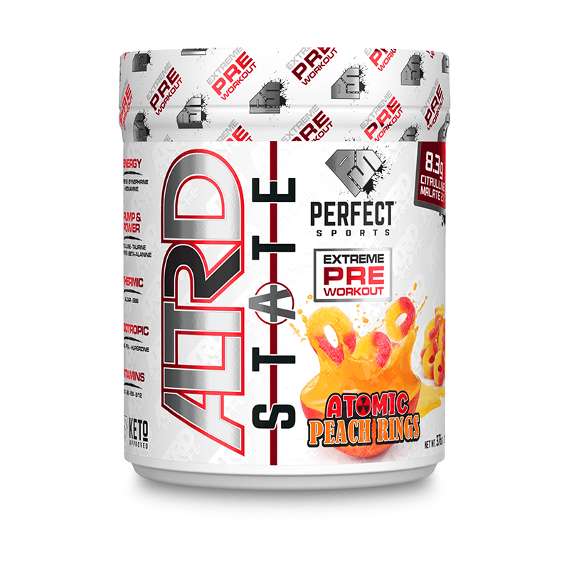 Perfect Sports ALTRD STATE PRE in a white can with bold red and black text, designed to enhance workout performance and focus.