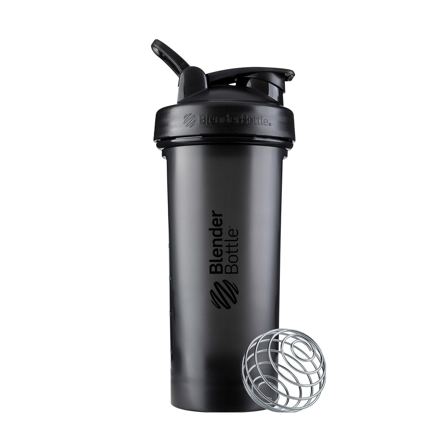 Blender Bottle 28oz featuring a black shaker design with a metal ball, ideal for mixing supplements efficiently during workouts.