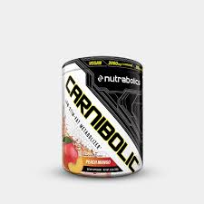 Nutrabolics Carnibolic supplement tub featuring a vegan-friendly, peach mango-flavored formula for fat burning and muscle support, offered by Sector 6 Supplements.