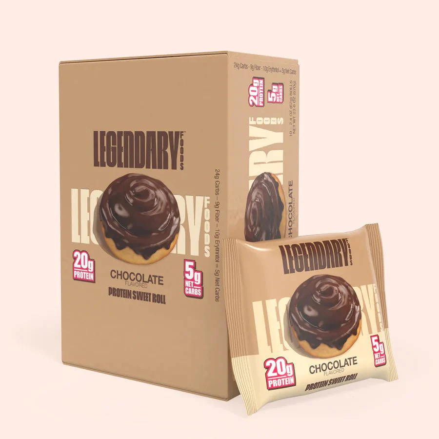 Legendary Foods - Protein Sweet Roll, a keto-friendly, gluten-free dessert with 20g protein, 5g net carbs, and zero sugar, ideal for fitness enthusiasts.