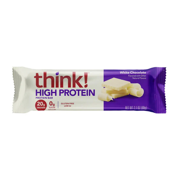 Think! Protein Bars package, featuring a keto-friendly, dessert-flavored bar with 6g protein, 5g sugar, and 3g fiber, perfect for low-carb diets.